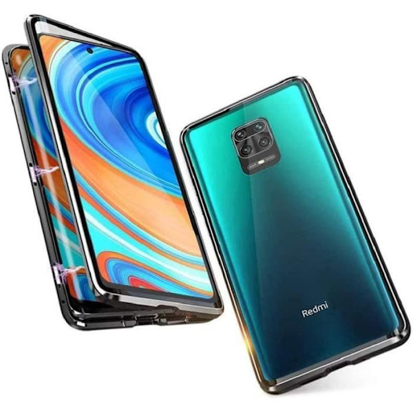 Skyddsfodral för Redmi Note 9 - E.F.CONNECTION - Magnetisk härdat glas - Svart Svart