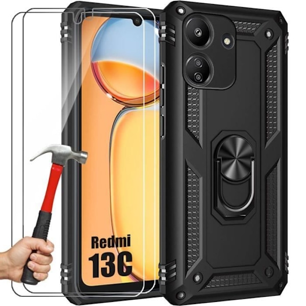 Skyddande skal - E.F.CONNECTION - Xiaomi Redmi 13C - Svart - Hårt - Stöd 360° Svart