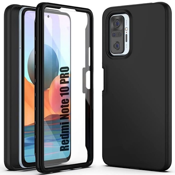 360 Integral Case för Redmi Note 10 Pro Black, Anti-Scratch Light Mjuk Svart