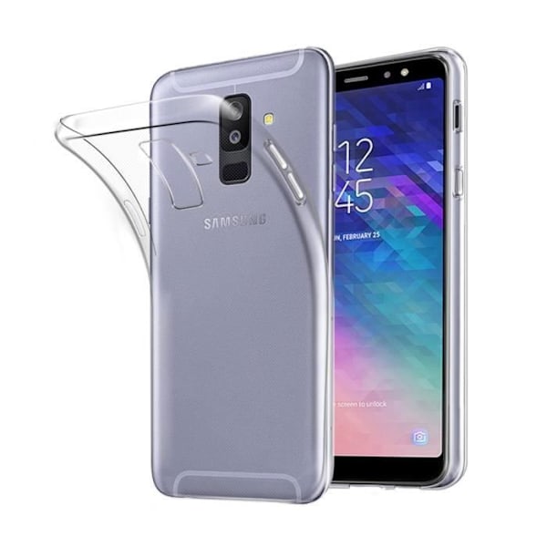 Skyddskåpa - E.F.CONNECTION - för Samsung Galaxy A6 Plus 2018 - Silikon - Härdat glas - Stötsäker - Transparent Transparent