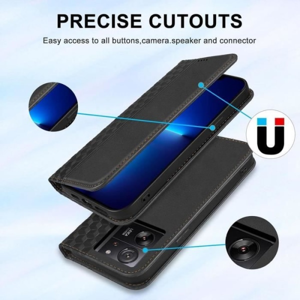 Coque - Xiaomi - 13T/13T Pro - PU Læder Sort - Video Støtte - Elegant Svart