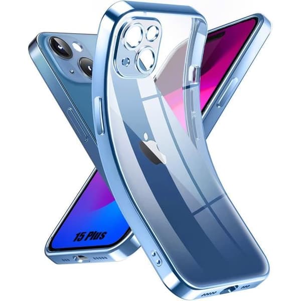 "Skydd - Silikon TPU - för iPhone 15 Plus - Transparent - Stötskydd - Ultrafin" Klarblå