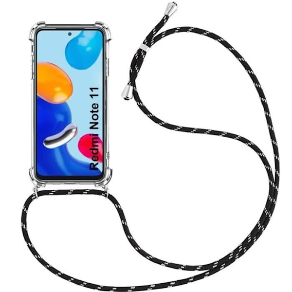 Skyddsfodral för Redmi Note 11 - E.F.CONNECTION - Mjuk - Stötsäker TPU med svart sladd Klar / Svart
