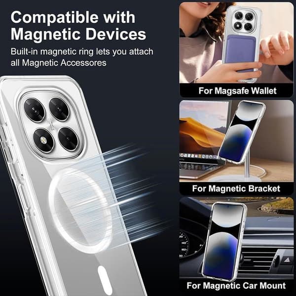Fodral + 2 Härdat Glas för Xiaomi Redmi Note 15 Pro 4G - Stötsäker med Magnetring Transparent