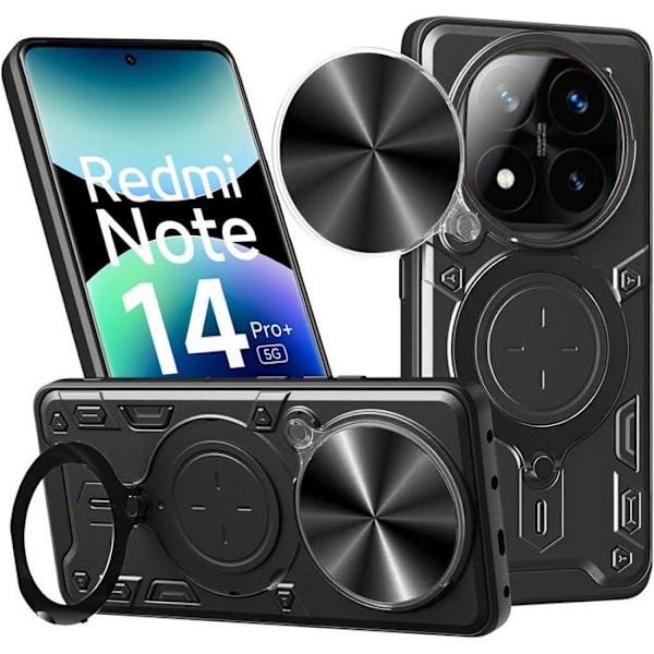 Coque til Xiaomi Redmi Note 14 Pro Plus 5G, med Kamerabeskyttelsesring - Sorte - E.F.Connection Svart