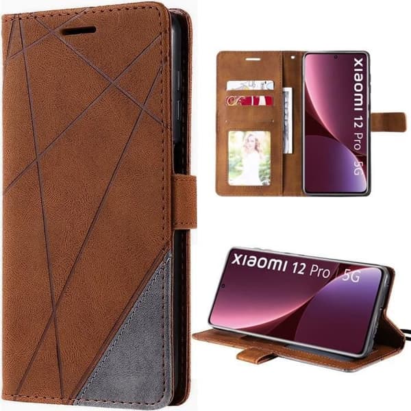 Plånboksfodral - för Xiaomi - 12 Pro - PU-läder - Brun - Heltäckande skydd kastanj