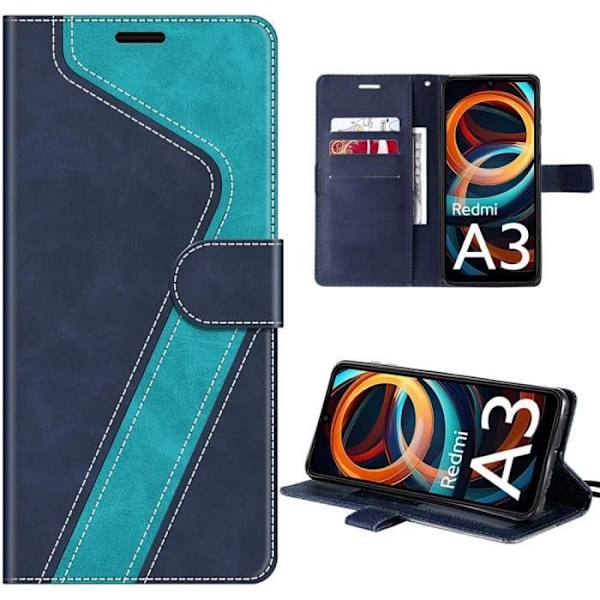 Skydd till Xiaomi Redmi A3 - Fodral - Syntetiskt Läder - Represistent - Stötsäker - Blå Blå
