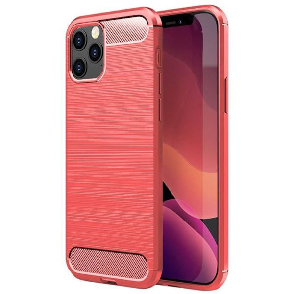 Siliconefodral - E.F.CONNECTION - för iPhone 12 Pro Max - Röd - Stötsäker - Kolfiber Röd