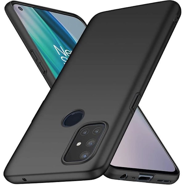 Skyddsfodral för One Plus Nord N10 5G - E.F.CONNECTION - Svart silikon - Mjukt - Härdat glas ingår Svart