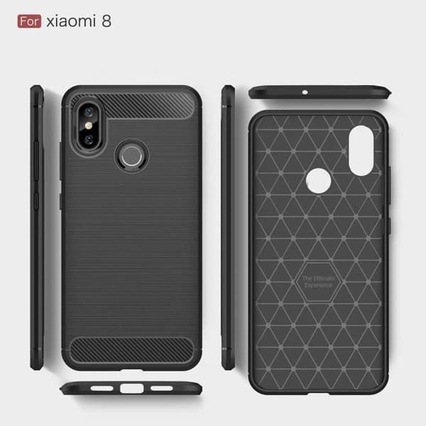 Coque - Xiaomi - Mi 8 - Kolfiber - TPU - Stötskydd Svart