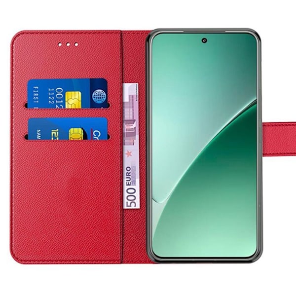 Coque + 2 Tåre Beskyttede Glas til Xiaomi 15 Pro, Flip Case Beskyttelse Stødabsorberende Anti-Ridser Syntetisk Læder - Rød Röd