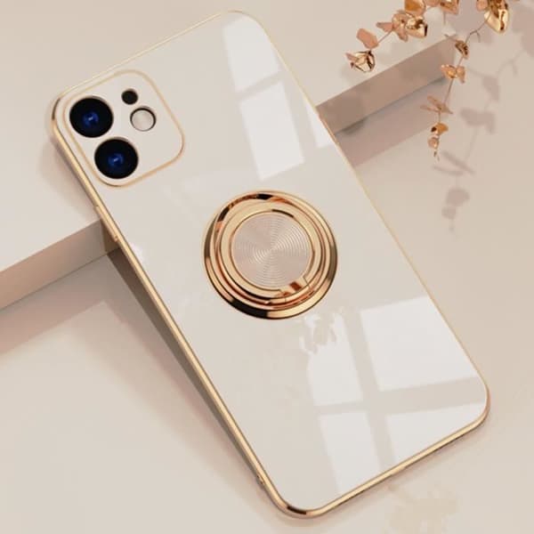 Skyddsskal - E.F.CONNECTION - för iPhone 13 - Flexibelt - TPU - Guldkanter Vit