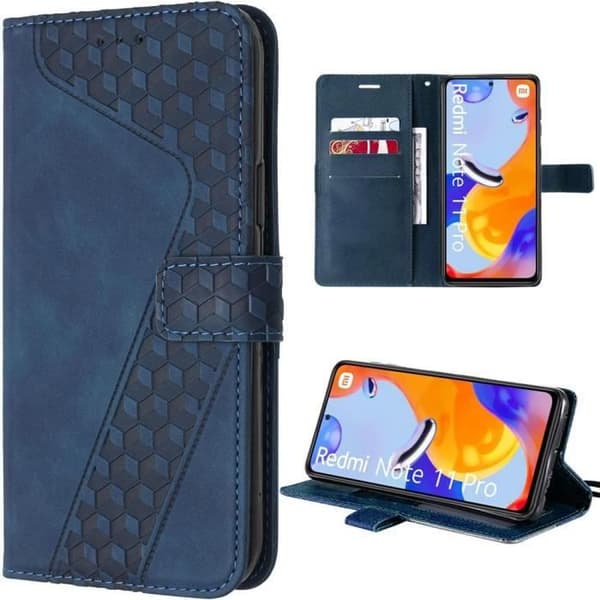 Coque för Xiaomi Redmi Note 12 Pro - E.F.Connection - Präglat läderfodral - Marinblå - Mjukt - Plånbok marinblå