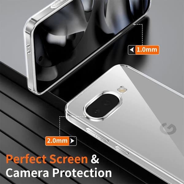 Skyddsfodral för Google Pixel 10a, Stötsäker Silikon, Slim Transparent - 2 Härdade Glas Transparent