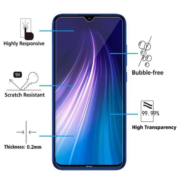 För Xiaomi Redmi Note 8 6.3": Pack - 3-pack skärmskydd i härdat glas