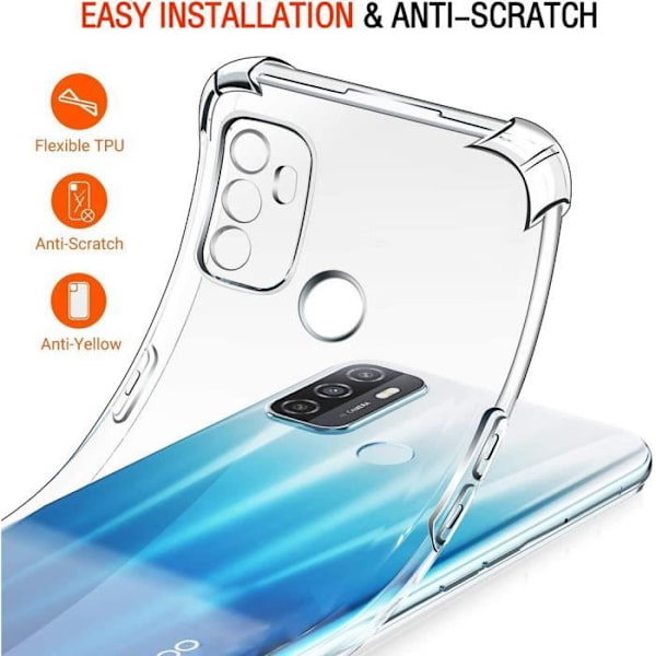 Skyddsfodral för OPPO A53S - E.F.CONNECTION - Mjuk - Transparent - Högresistans silikon Transparent