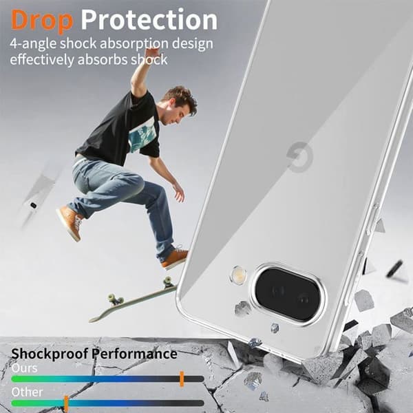 Skal för Google Pixel 10a, Stötsäker Silikon Anti-Rip Ultra Slim Transparent Transparent
