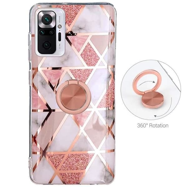 Skyddshölje för Telefon - Xiaomi - Redmi Note 10 Pro - Silikon - Stötdämpande - Stöd Ring Rosa