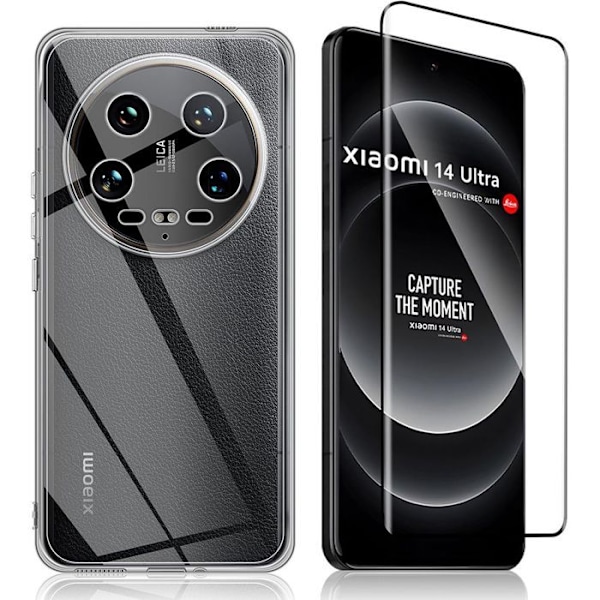 Silikonskal för Xiaomi 14 Ultra med 2 Härdat Glas - Transparent Rep-Resistent Skydd Transparent
