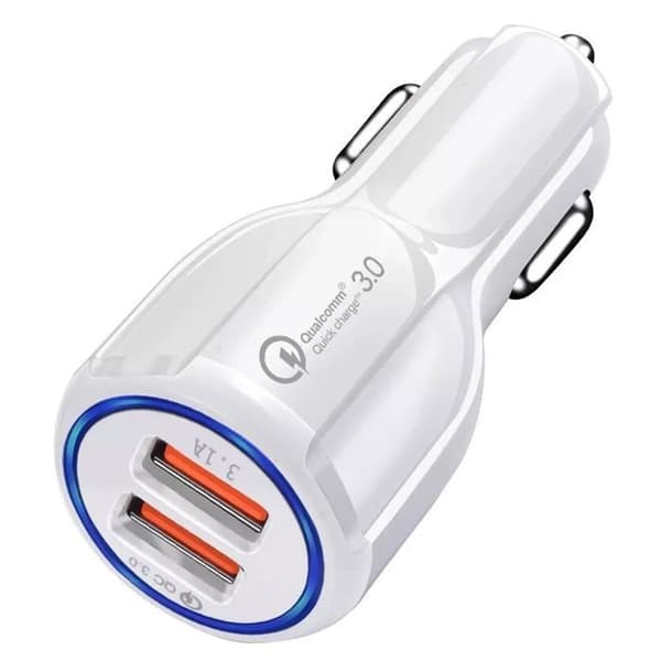 Snabbladdare för bil med dubbel USB 5v-24w - Vit - E.F.Connection® Vit
