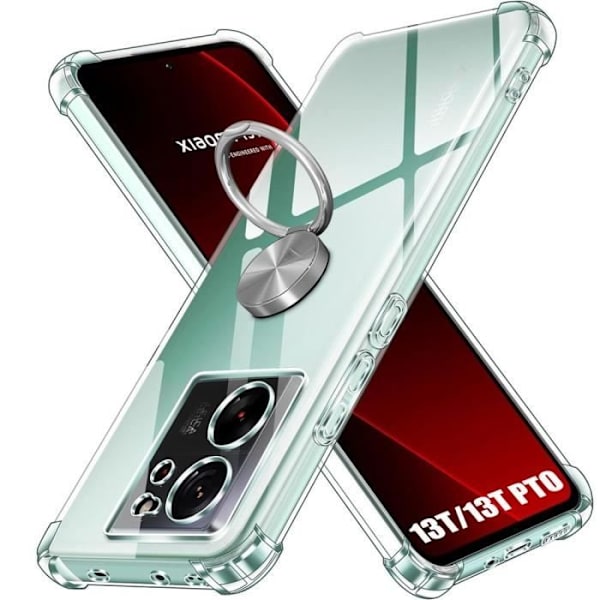 Skyddsskal - Xiaomi - 13T/13T Pro - Transparent - Silver Antichockring - Mjuk TPU Transparent