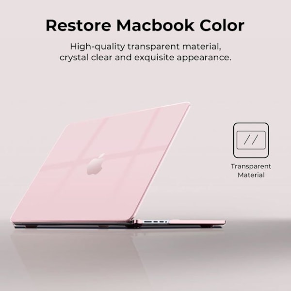 Coque kompatibel med MacBook Air 13,6 tommer M2 M3 M4 A2681 A3113 A3240, 2022 2024 2025 udgave med Touch ID, beskyttelsesskal Färg: Kristallrosa