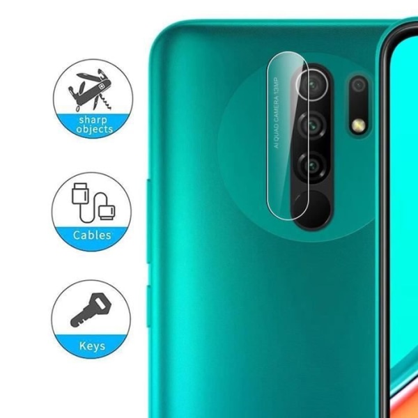 Härdat glas skyddsfilm för Xiaomi Redmi 9 bakkamera - E.F.CONNECTION - 2-pack Transparent