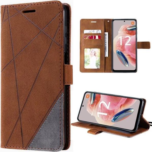 Fodral till Redmi Note 12 5G - Mjukt stötsäkert PU-läderfodral - Brun