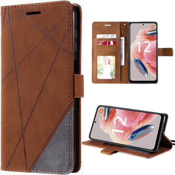 Mobilskal för Redmi Note 12 5G - Xiaomi - Stöttålig - PU-läder - Brun - Magnetlås kastanj