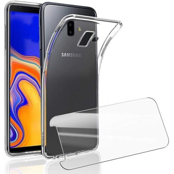 Fodral och härdat glas för Samsung J6 Plus 2018 Skydd Silikon Stötsäkert Anti-Scratch Transparent