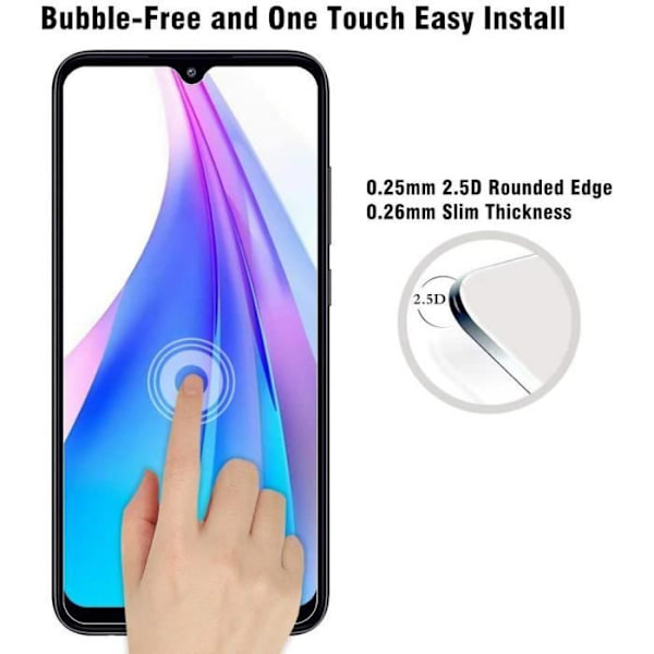 Skärmskydd - E.F.CONNECTION - för Redmi Note 8T - Fyrpack - Härdat glas - Rep-resistent Transparent