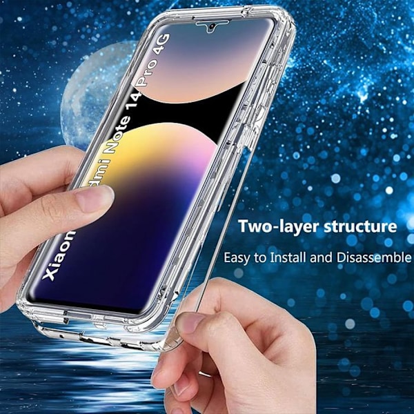 Coque för Xiaomi Redmi Note 14 Pro 4G (inte för 5G) Hel skydd Stötabsorberande Transparent Silikon+PC Transparent