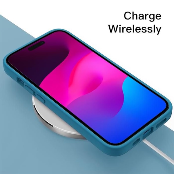 Skal för iPhone 15 Plus - Blått TPU-skydd + 2 härdade glasögon och 2 bakre kameraskydd