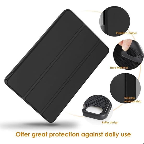 Coque + Härdat Glas -E.F.CONNECTION - för Samsung Galaxy Tab S10 FE - Stöttålig - Fällbart Stöd - Svart Svart