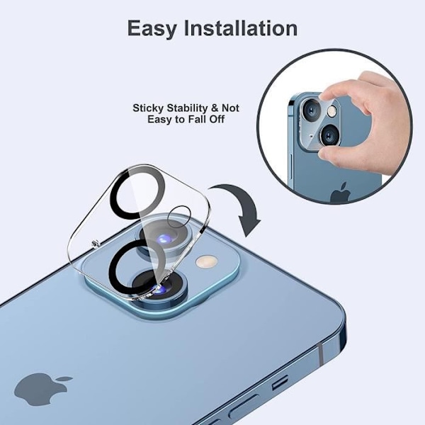 2 Fuld objektiv kamerabeskyttelse i E.F. Connection hærdet glas til iPhone 13 (6.1") Transparent