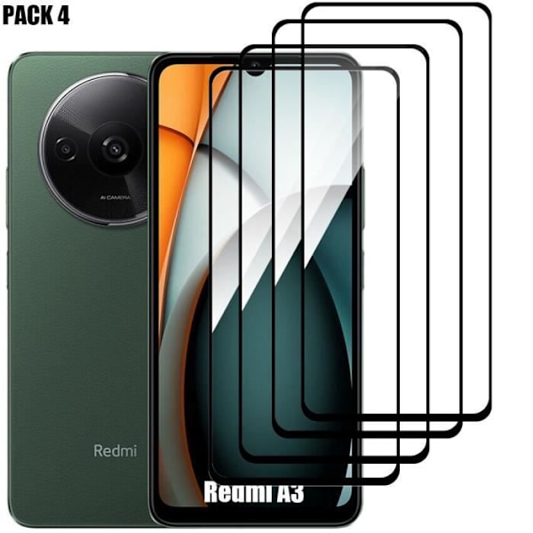 Pack-4 helt härdat glas för Xiaomi Redmi A3 - Stötsäkert skärmskydd Transparent