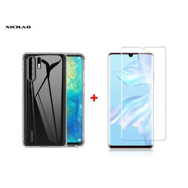 XICAO - Skärmskydd i härdat glas för Huawei P30 Pro + Transparent Huawei P30 Pro Cover Case transparent