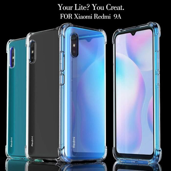 Skyddande skal för Redmi 9A - E.F.CONNECTION - Mjuk - Transparent - Högst motståndskraftig stötabsorberande Transparent