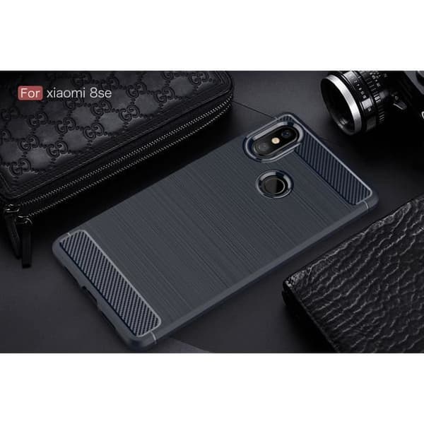 Skal - Xiaomi - Mi 8 SE - Kolfiber - Stötsäker - Mjuk - Marinblå marinblå