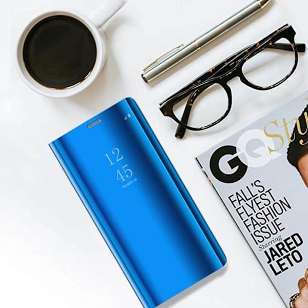Etui - Xiaomi - Redmi Note 8T - Spejl - Flip - Beskyttelse med stativ Blå