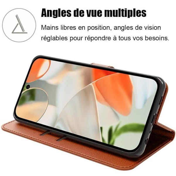 Fodral för Google Pixel 9, Anti-skrapkortshållare 360 graders skydd Lädereffekt Brun