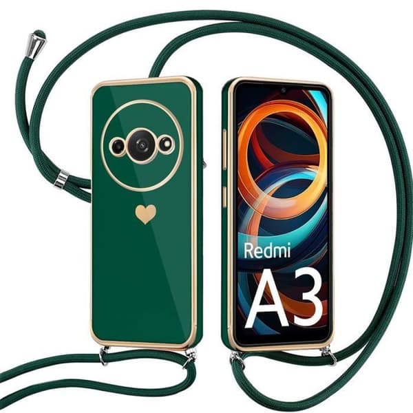 Coque - E.F.CONNECTION - För Xiaomi Redmi A3 - Stötsäker i Silikon - Kärnmönster - Grönt Snöre Natt Midnattsgrönt