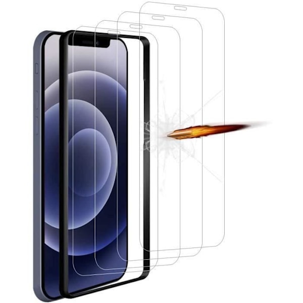 Skærmbeskyttelse - E.F.CONNECTION - til iPhone 12 - 4 Stykker - 9H Hærdet Glas - Face ID Udsnit
