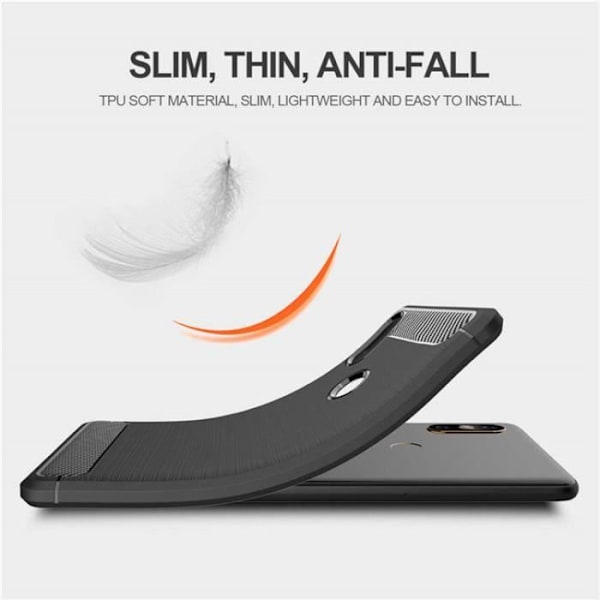 Fodral för iPhone X, skyddsfodral med stötdämpning och kolfiber (svart)