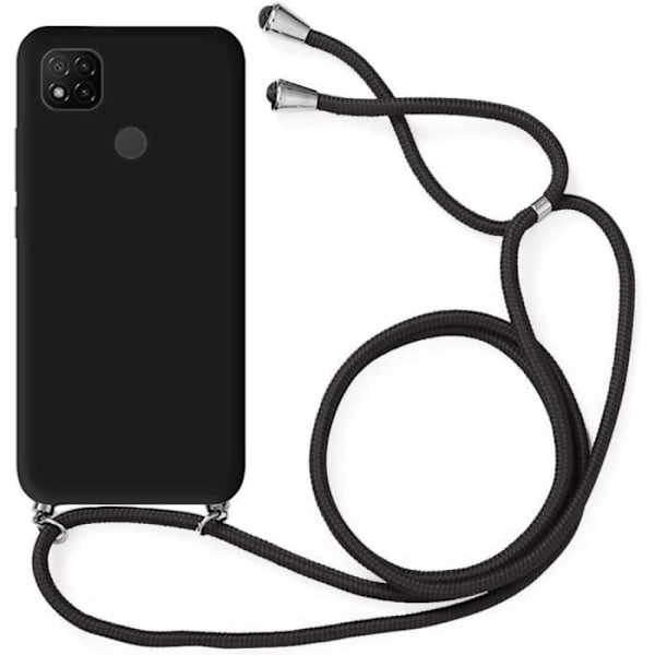Coque - Redmi - 9C - Silikon Flexibel - Stötsäker - Svart Snöre Svart