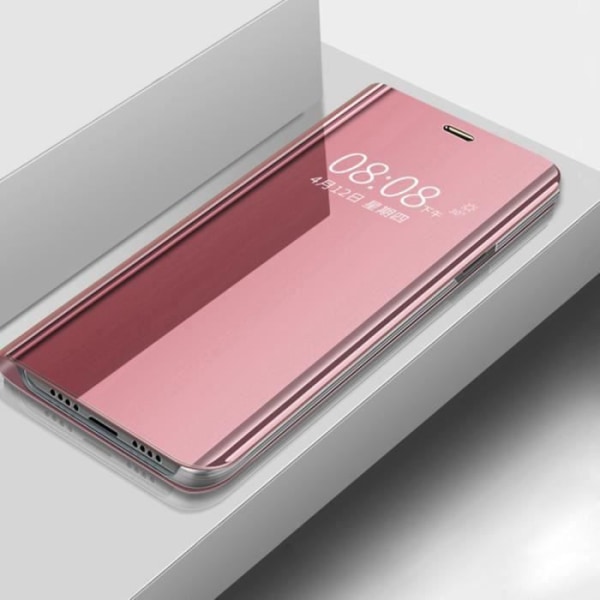 Xiaomi Redmi Note 9 Pro Fodral, Stötsäker Slim Mirror Folio med Stand Robust Skydd för Redmi Note 9 Pro, Rose Gold