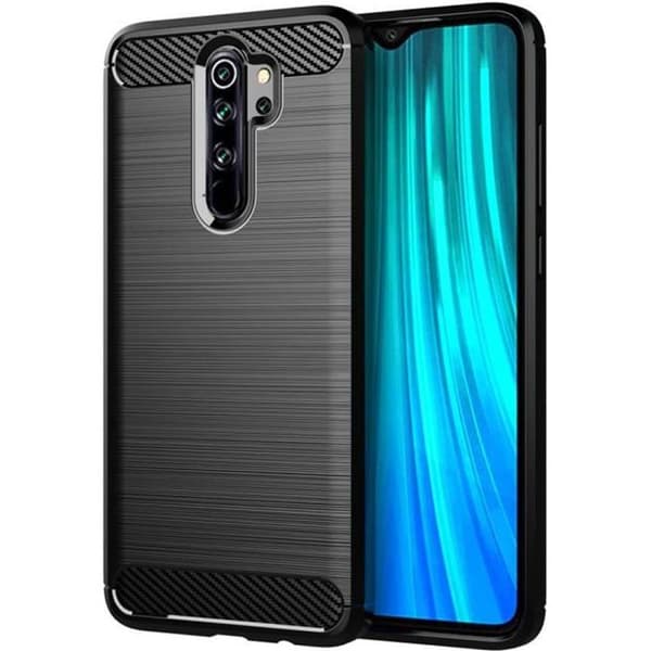 Coque - Xiaomi - Redmi Note 8 Pro - TPU - Borstad kolfiber - Halvglansig - Svart SVART