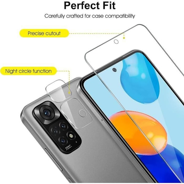 2 Härdat Glas - E.F.CONNECTION - för Redmi Note 11/11S - Skärmskydd - Bakre Kamera Transparent
