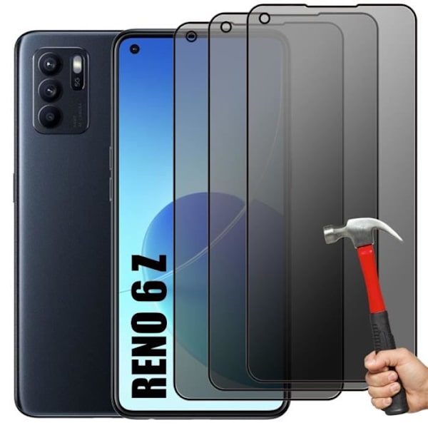 Skærmbeskyttelse - E.F.CONNECTION - til OPPO Reno6 Z - Anti-Spion - Hærdet Glas - Sort Svart