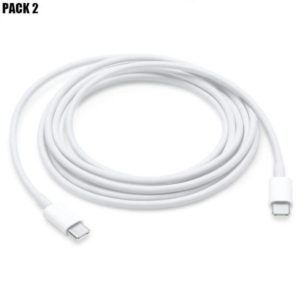 Lot-2 Kabel Laddare 1 Meter USB-C till USB-C för Redmi Note 15 Note 14 - Note 13 - Note 12 Pro+ - Note 12 Pro - 12 - Vit Vit